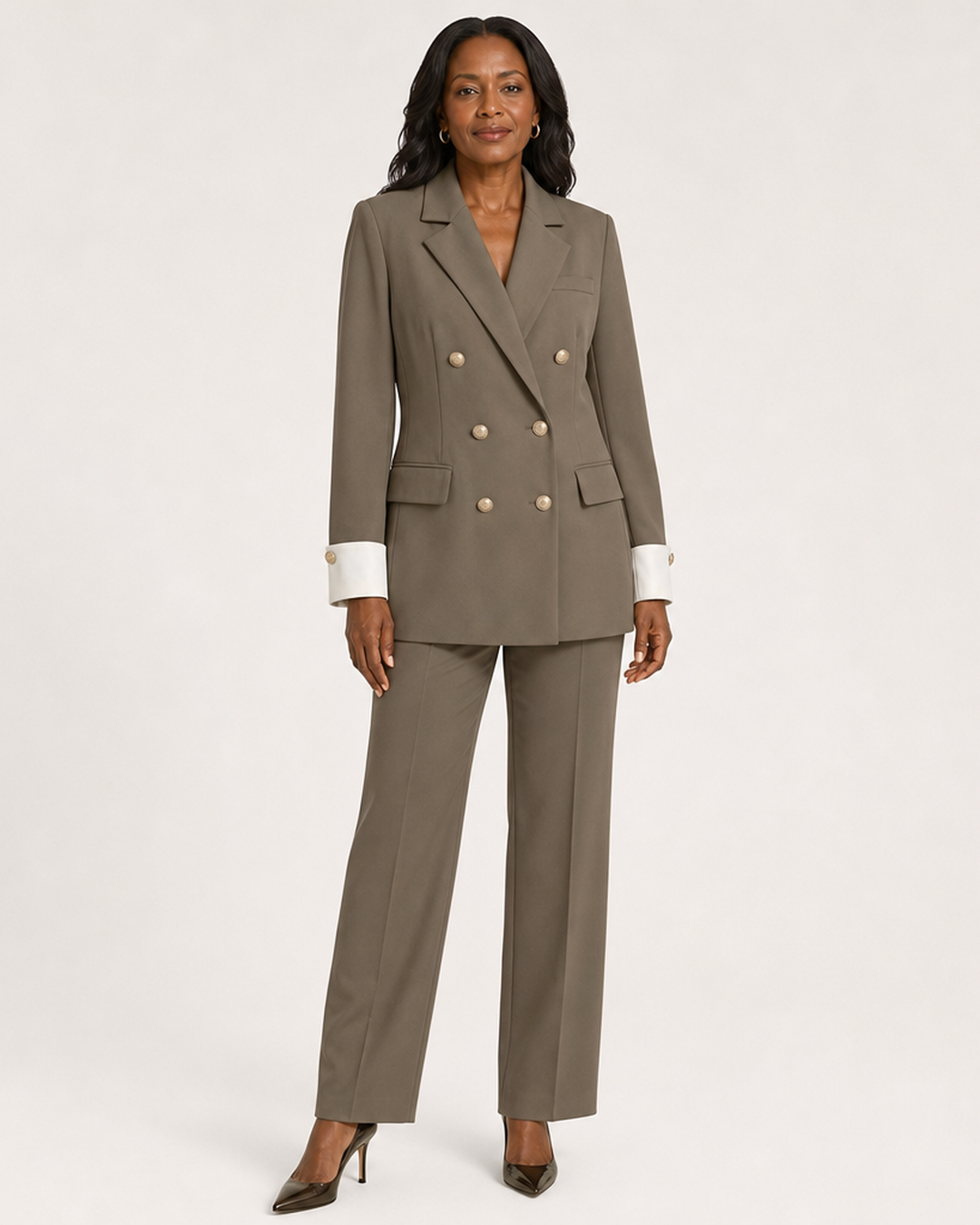 Women's Double-Breasted Blazer with Notch Lapel