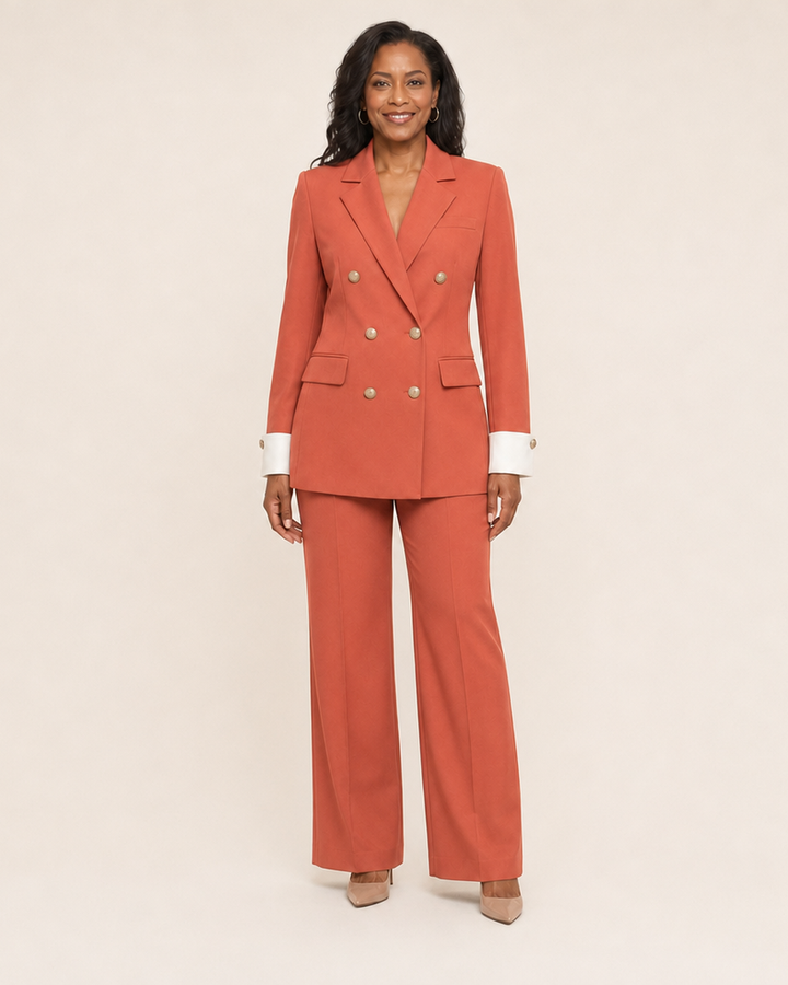 Women's Double-Breasted Blazer with Notch Lapel