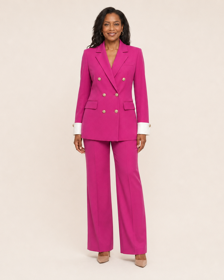 Women's Double-Breasted Blazer with Notch Lapel