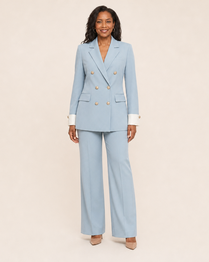 Women's Double-Breasted Blazer with Notch Lapel