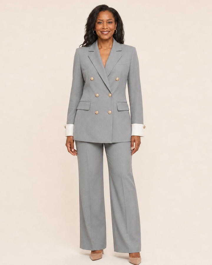Women's Double-Breasted Blazer with Notch Lapel