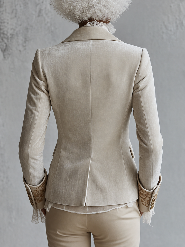 Kambili | Ivory Embroidered Tailored Blazer