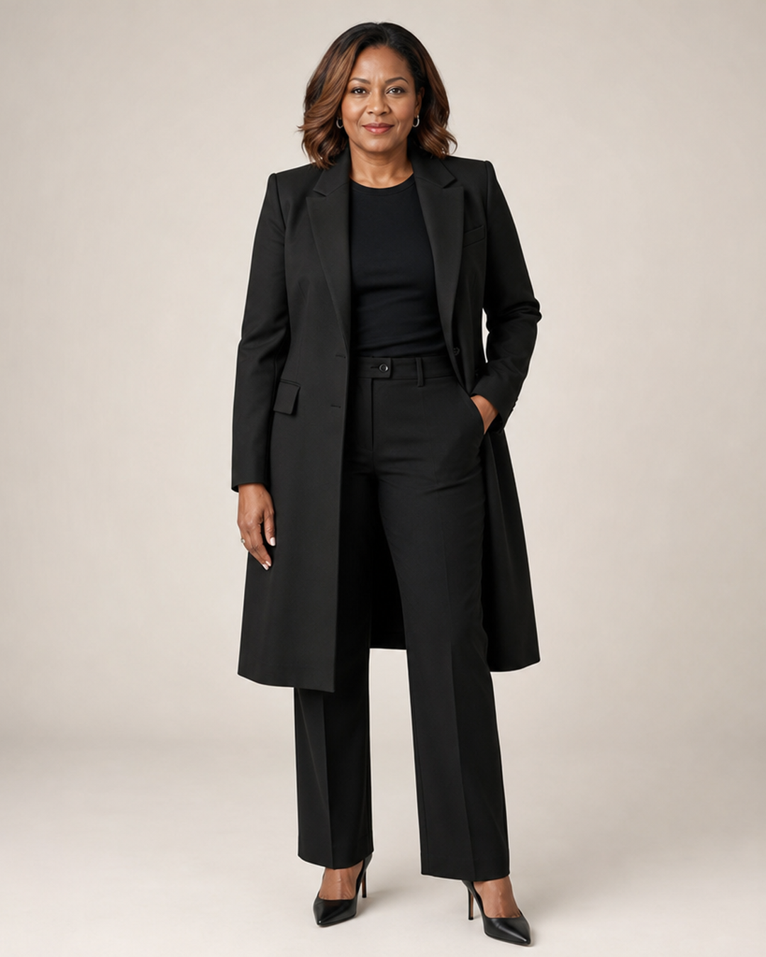 Women | Knee-Length Blazer Coat with Notch Lapel