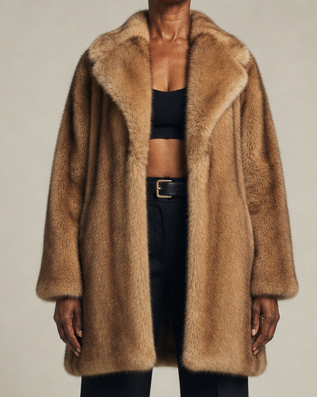 Women | Luxe Brown Faux Fur Oversized Coat