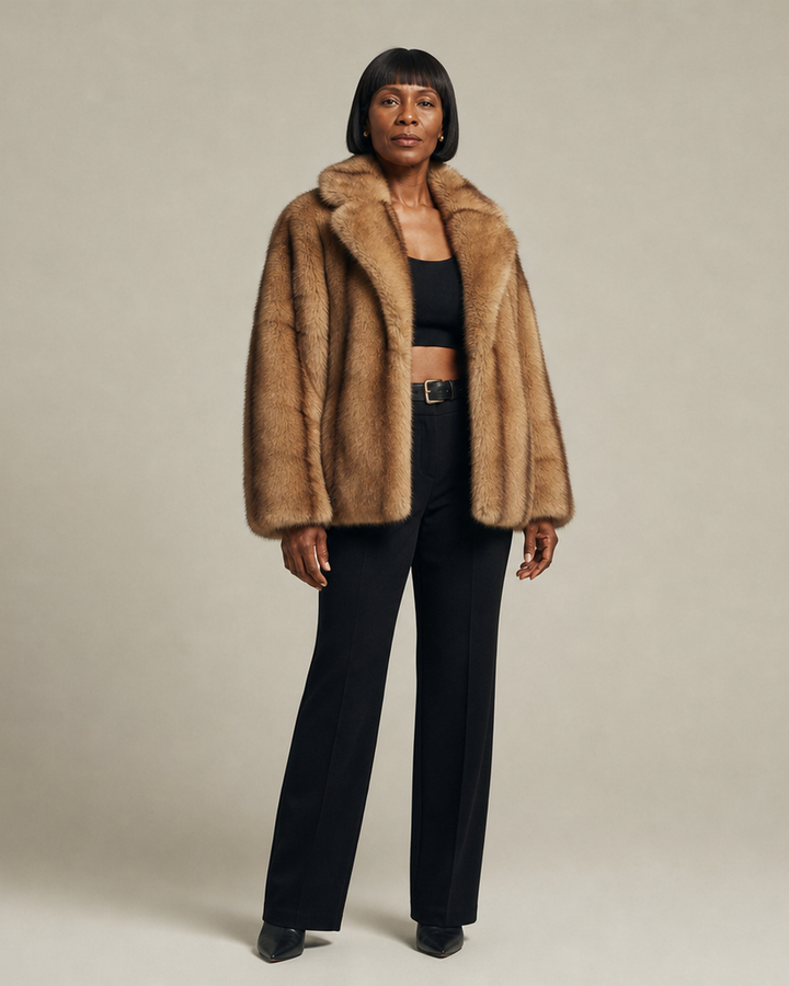 Women | Luxe Brown Faux Fur Oversized Coat