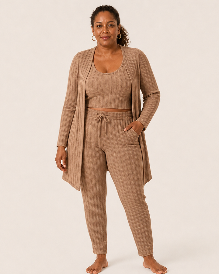 Damespyjama set met vest en mouwloos topje