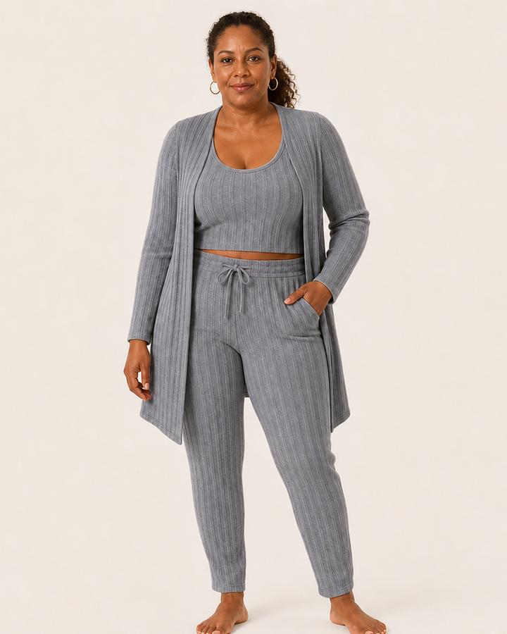 Damespyjama set met vest en mouwloos topje