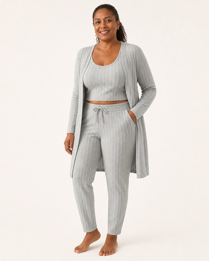 Damespyjama set met vest en mouwloos topje
