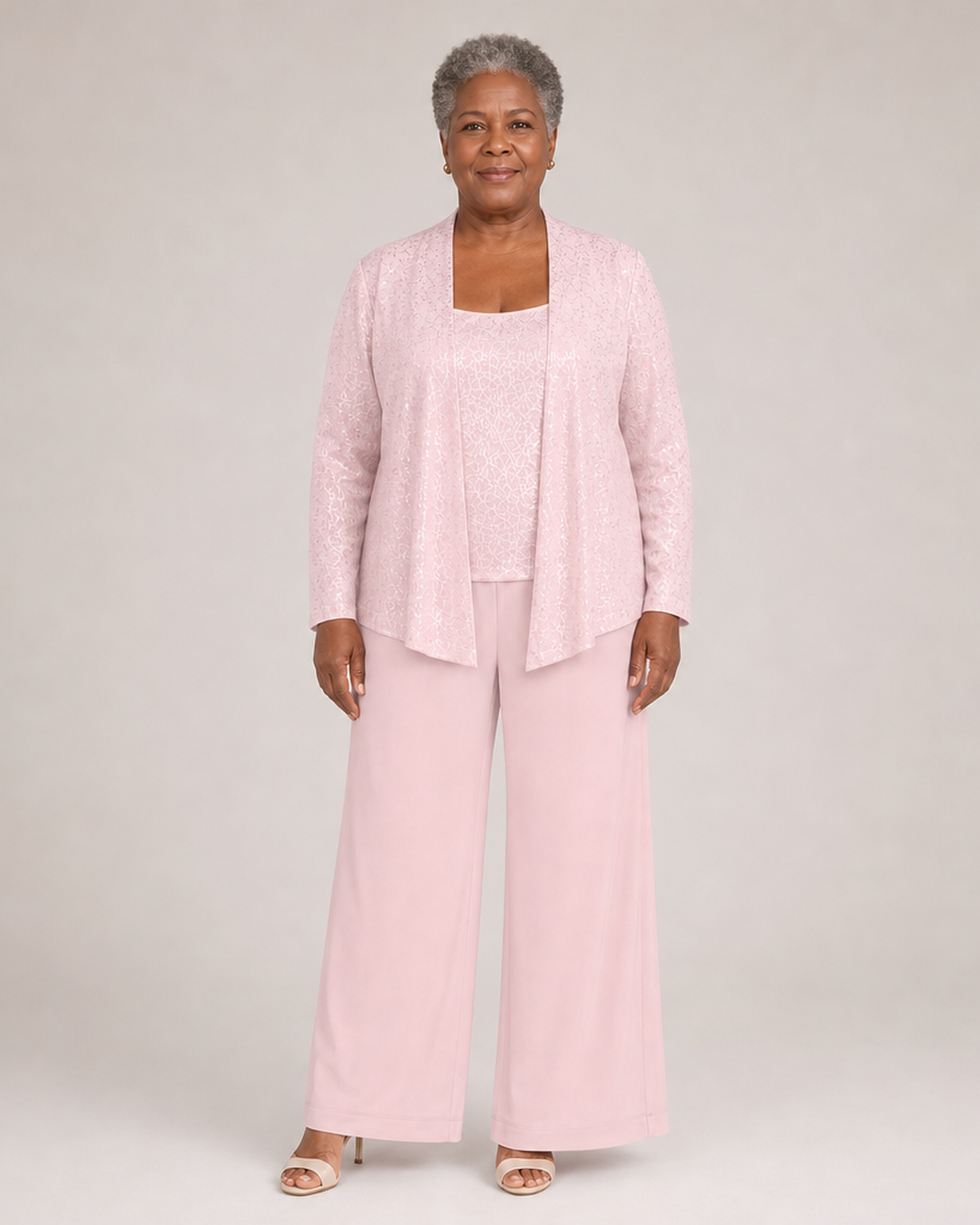 Women's Sequin Three-Piece Trouser Set – Elegant Occasion Co-Ord