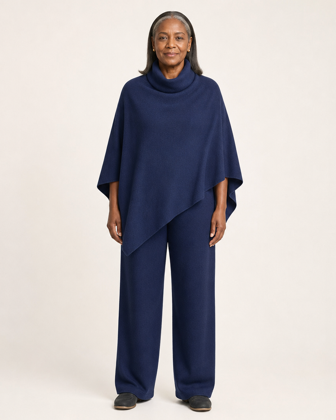 Dames tweedelig set met gedrapeerde top en broek met elastische taille