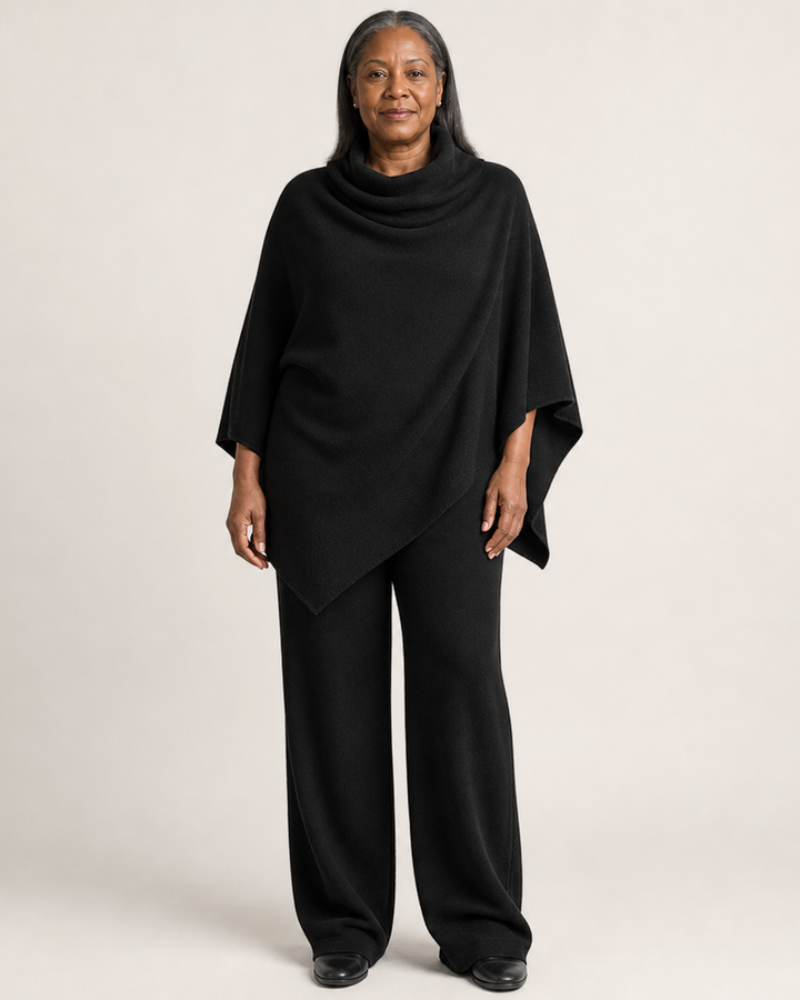 Dames | tweedelig set met gedrapeerde top en broek met elastische taille