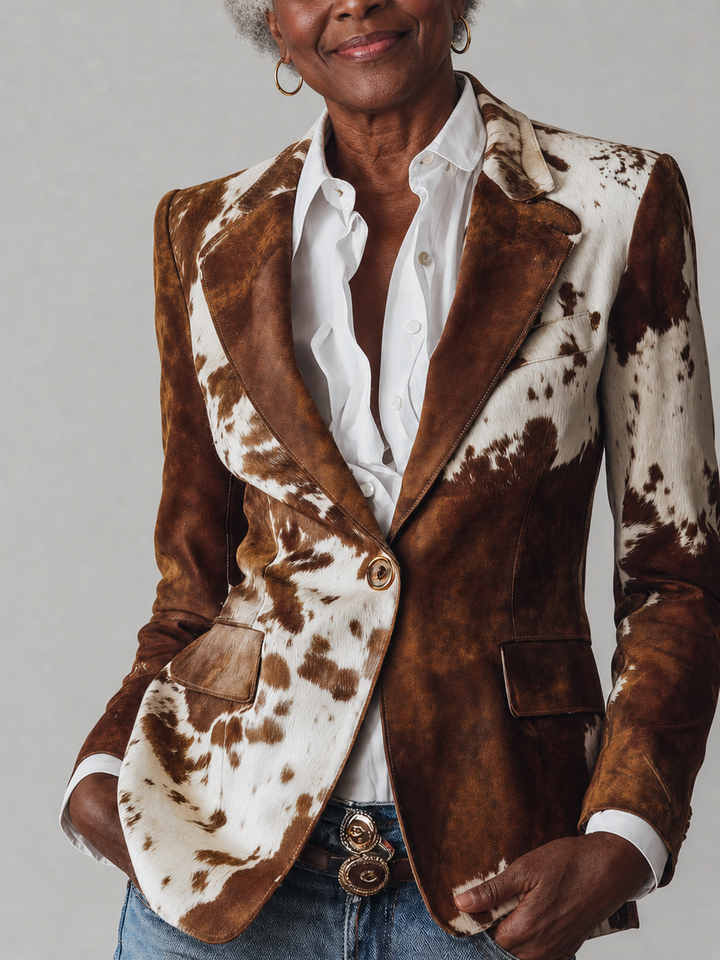 Jumoke | Vintage Cow Print Eco-Friendly Blazer