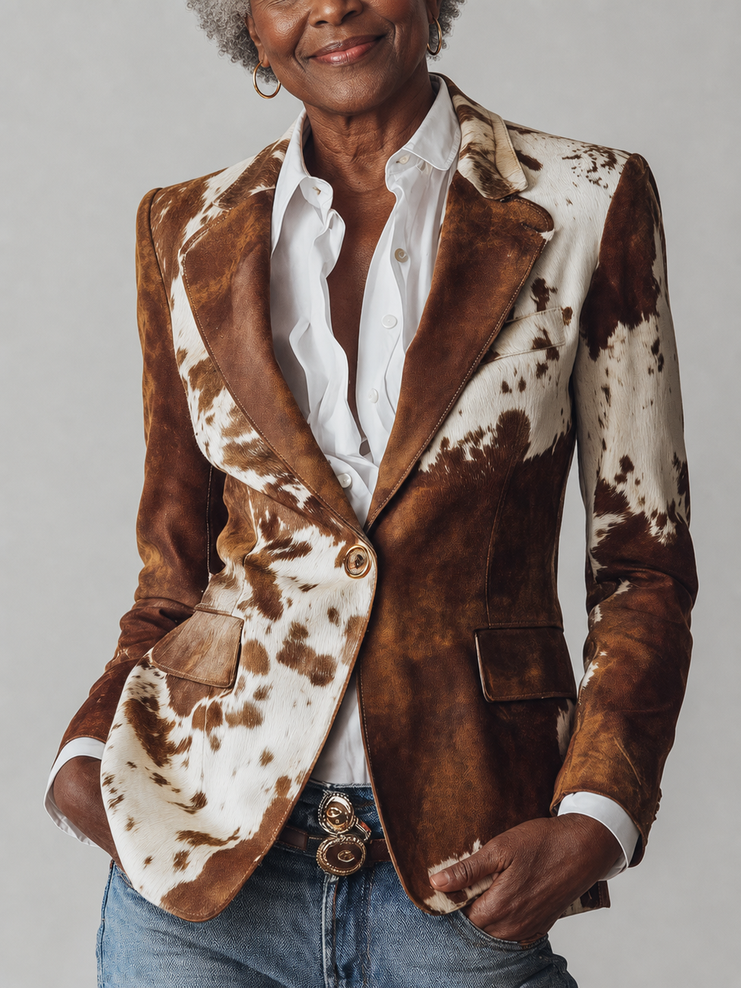 Jumoke | Vintage Cow Print Eco-Friendly Blazer