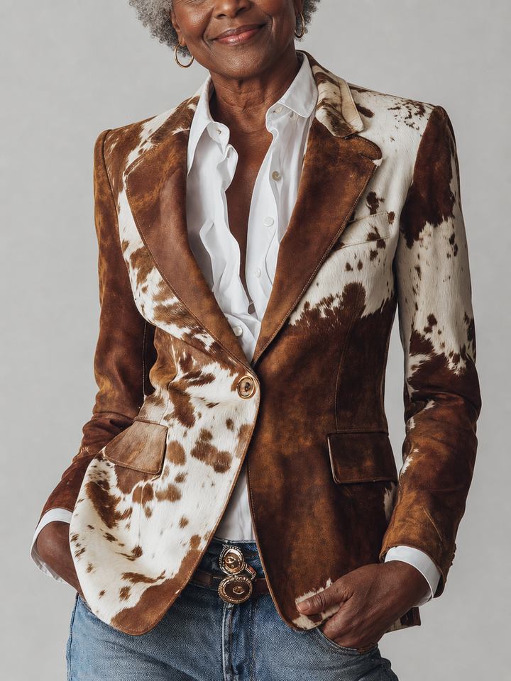 Jumoke | Vintage Cow Print Eco-Friendly Blazer