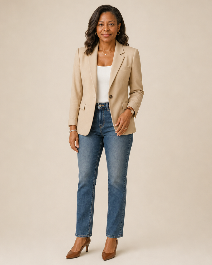 Women | Work Blazer Tailored Fit Single Button Office Jacket
