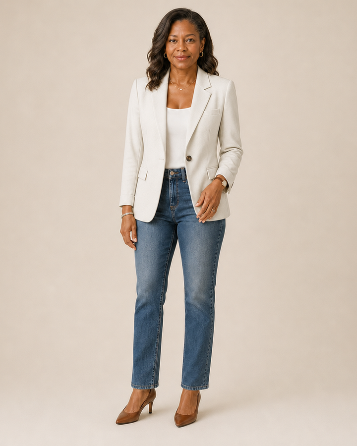 Women's Work Blazer – Tailored Fit Single Button Office Jacket