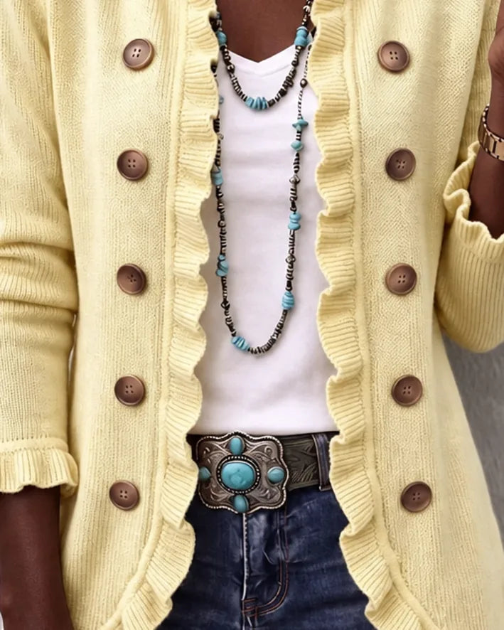 Ubah | Yellow Vintage Ruffle Knit Jacket