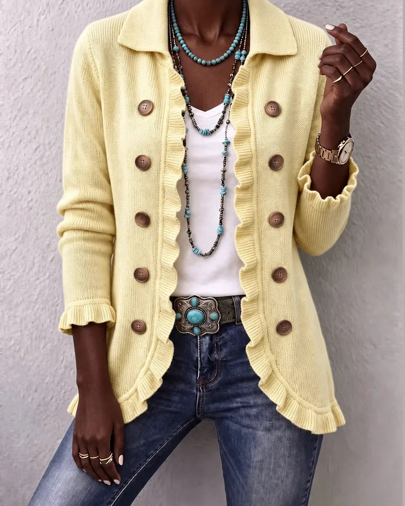 Ubah | Yellow Vintage Ruffle Knit Jacket
