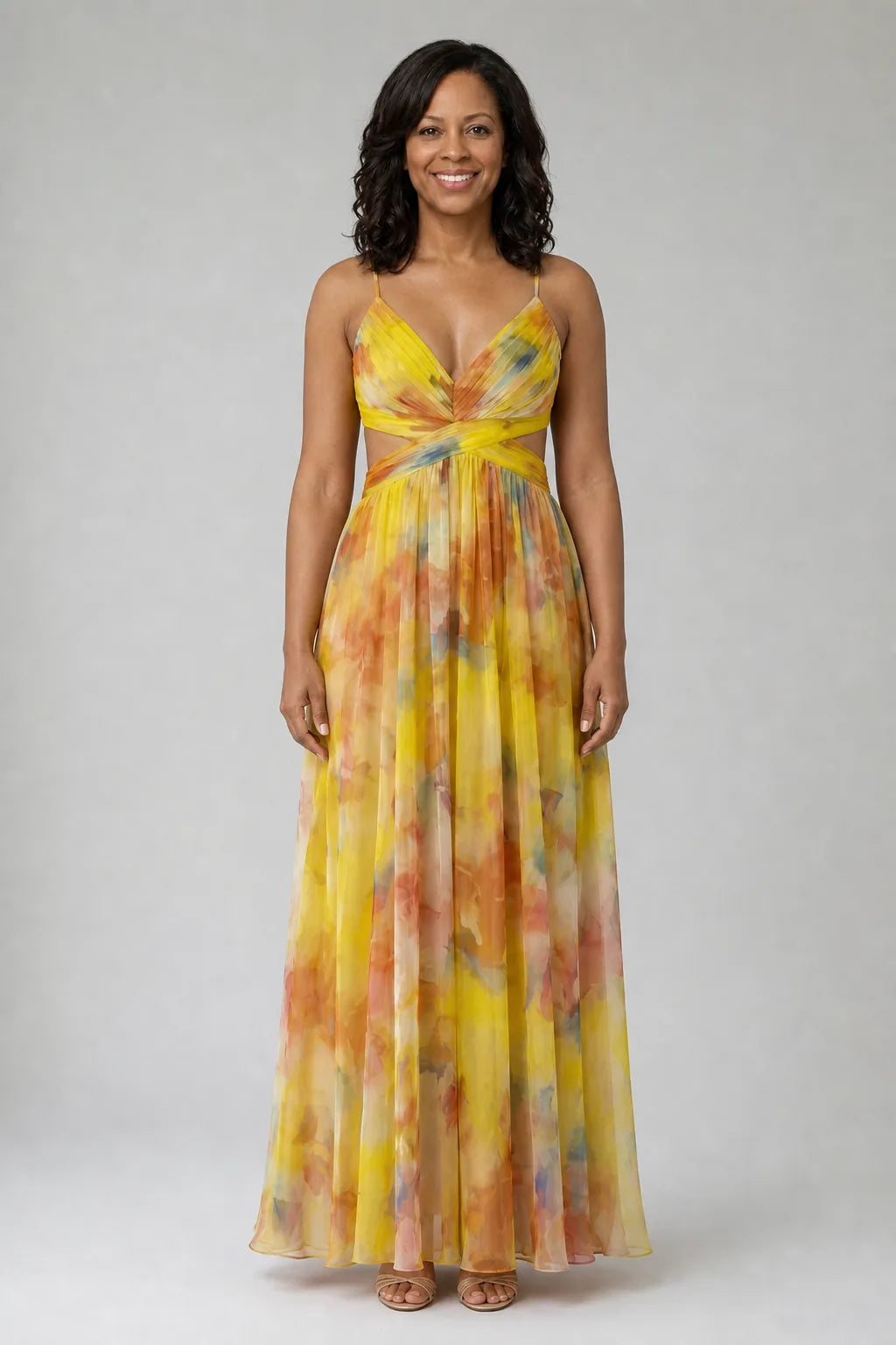Isel | Soft Wrap Maxi Dress — Yellow
