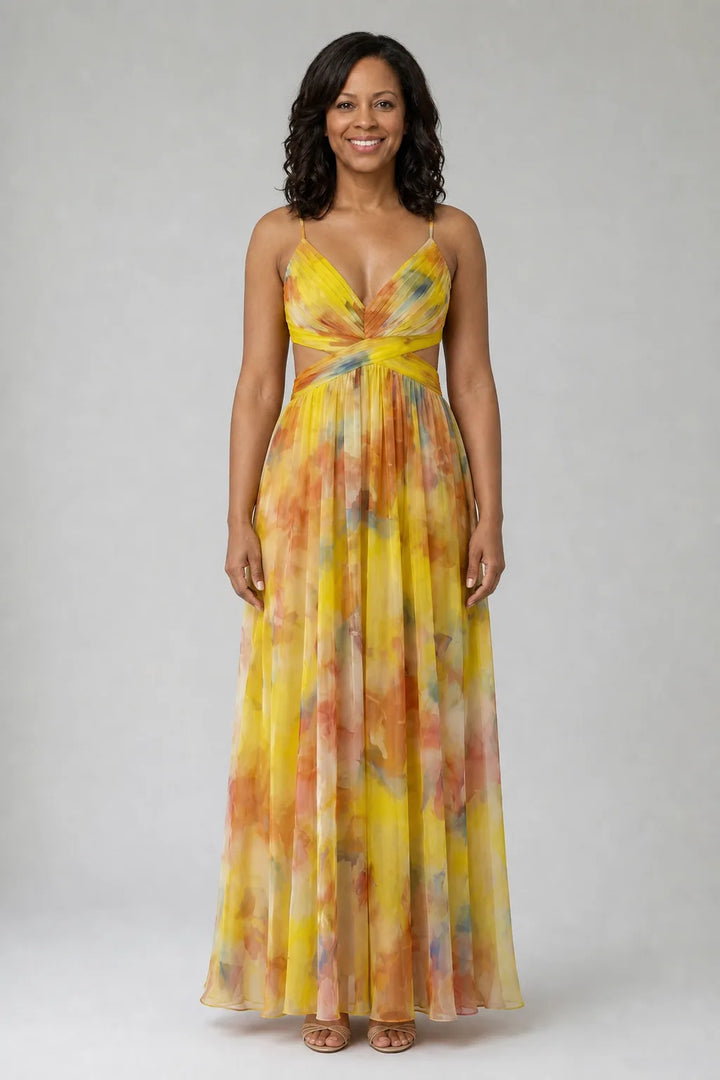Isel | Soft Wrap Maxi Dress — Yellow