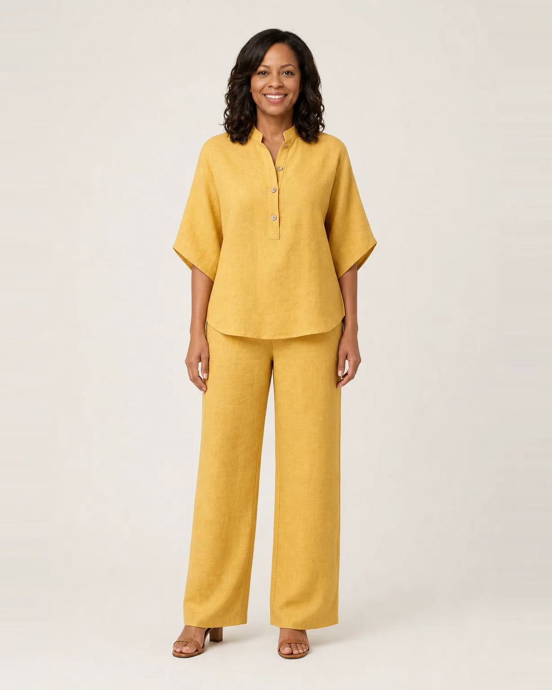Zerah | Linen Two-Piece Set — Yellow