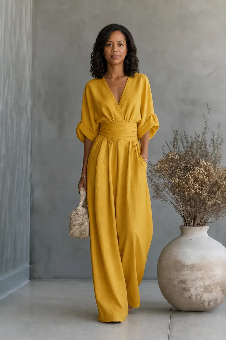 Maevra | V-Neck Wide-Leg Jumpsuit