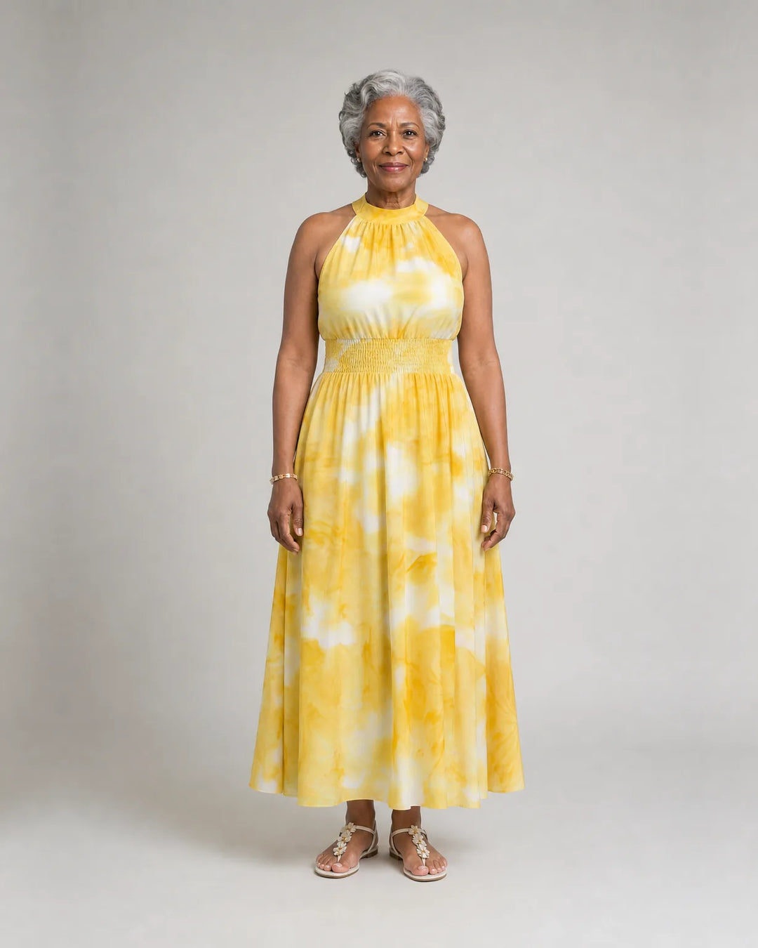 Sylin | Gathered Halter Midi Dress