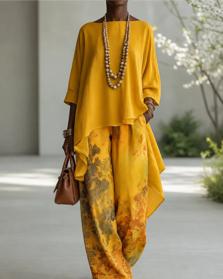 Elodine | Vintage Embroidered Linen-Look Set