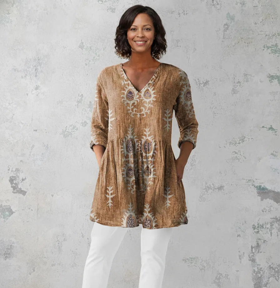 Imani | Long Blouse with V-Neck