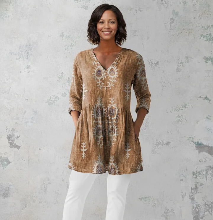 Imani | Long Blouse with V-Neck