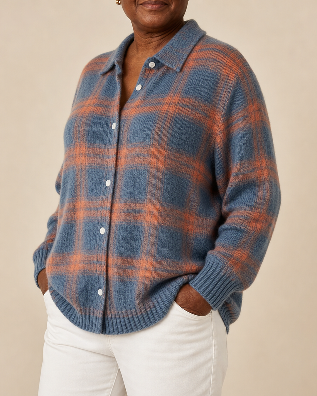 Zafira | Warm Blue Check Cardigan