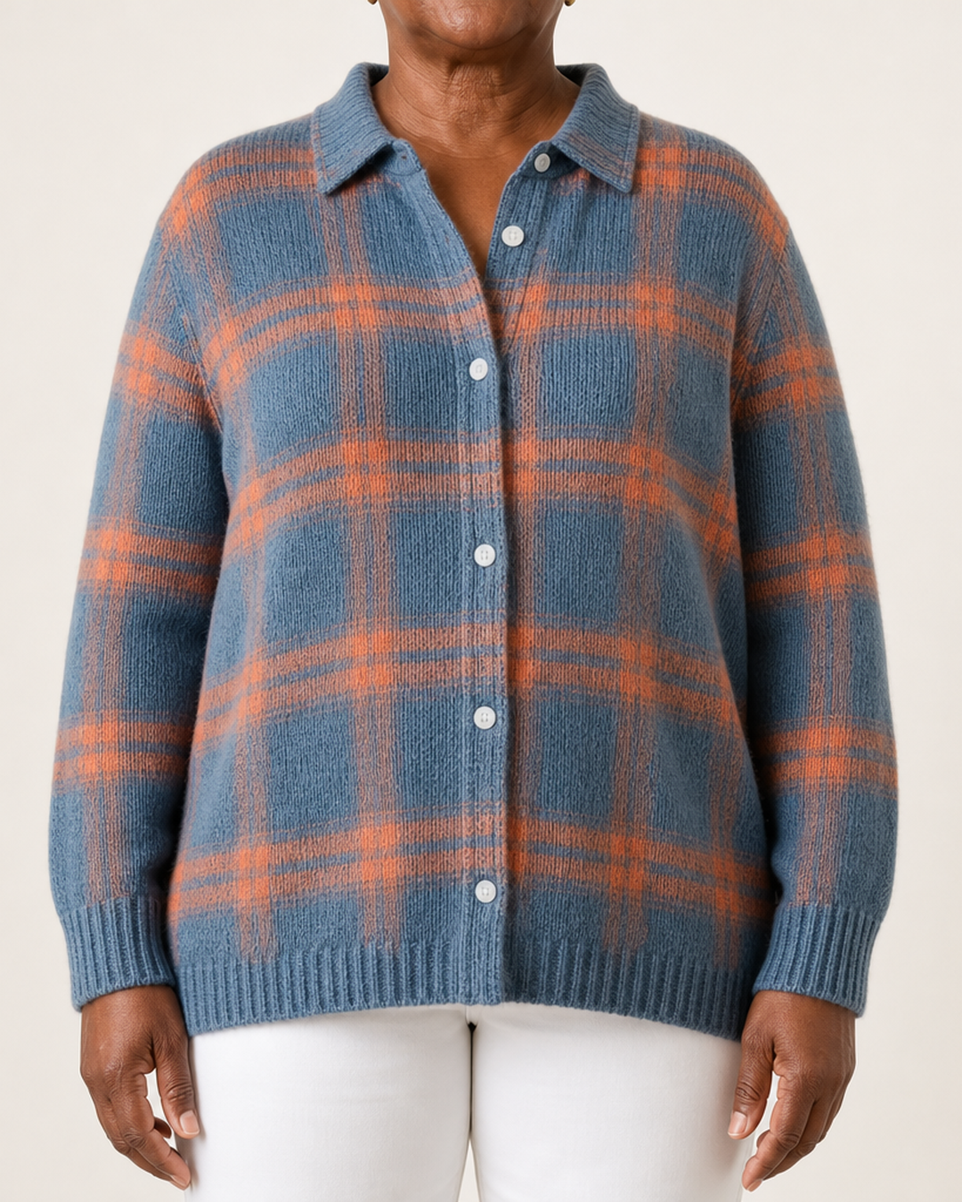 Zafira | Warm Blue Check Cardigan