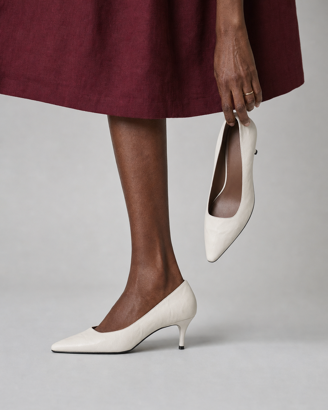 Lizzie | Genuine Leather Heels - Beige