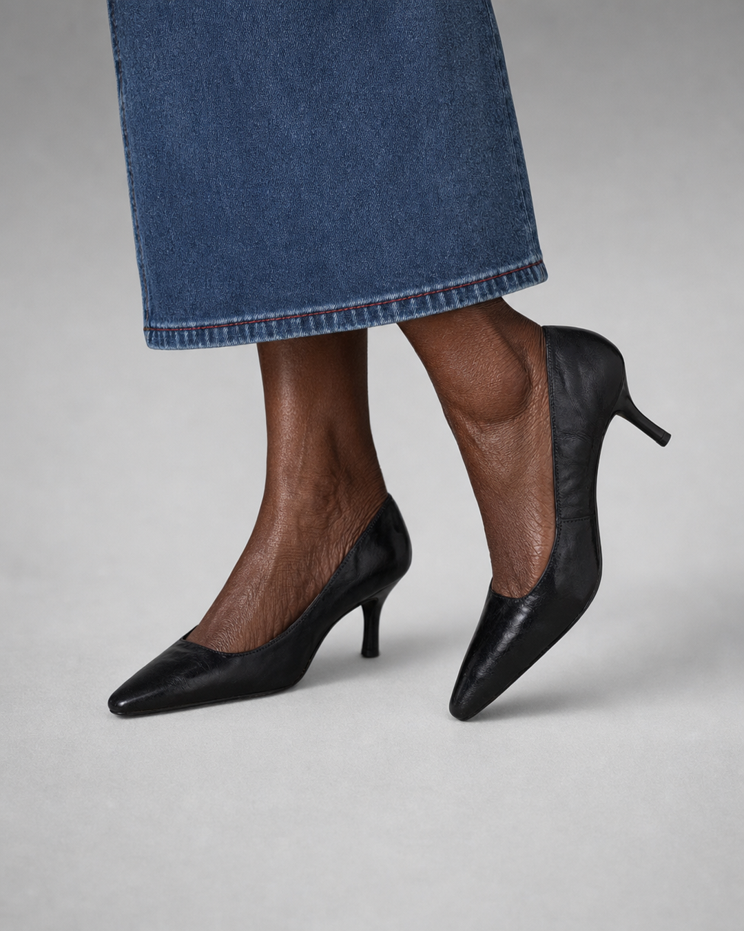 Lizzie | Genuine Leather Heels - Black