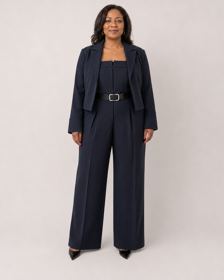 Jolene | Two Piece Wide Pants And Cropped Blazer Set