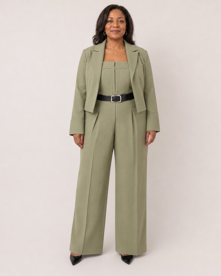 Zara™ | Tweedelige Set met Wijde Broek en Cropped Blazer