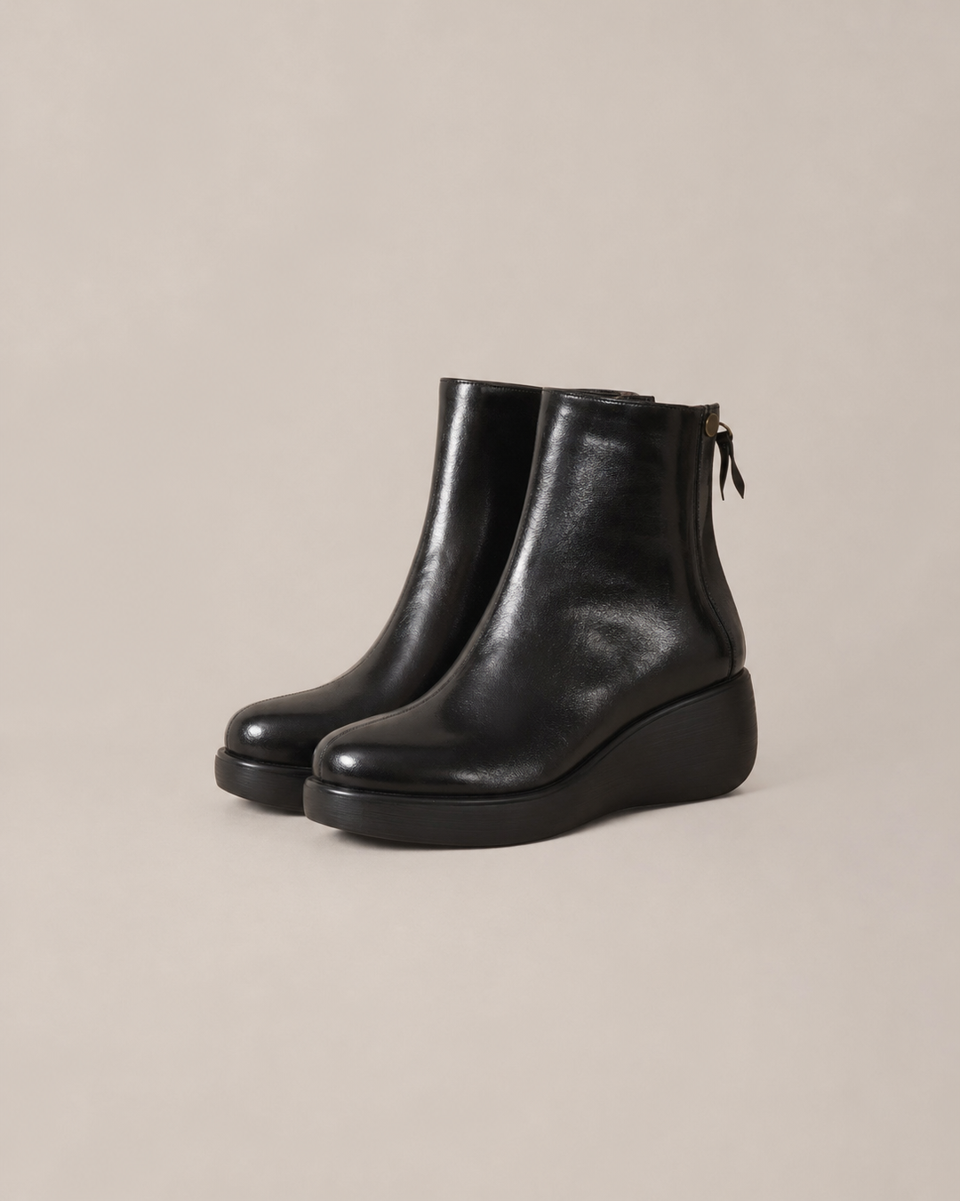 Zelma | Fur Lined Wedge Leather Ankle Boots