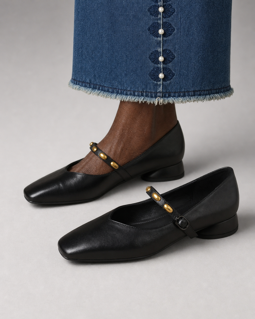 Luella | Genuine Leather Flats - Black