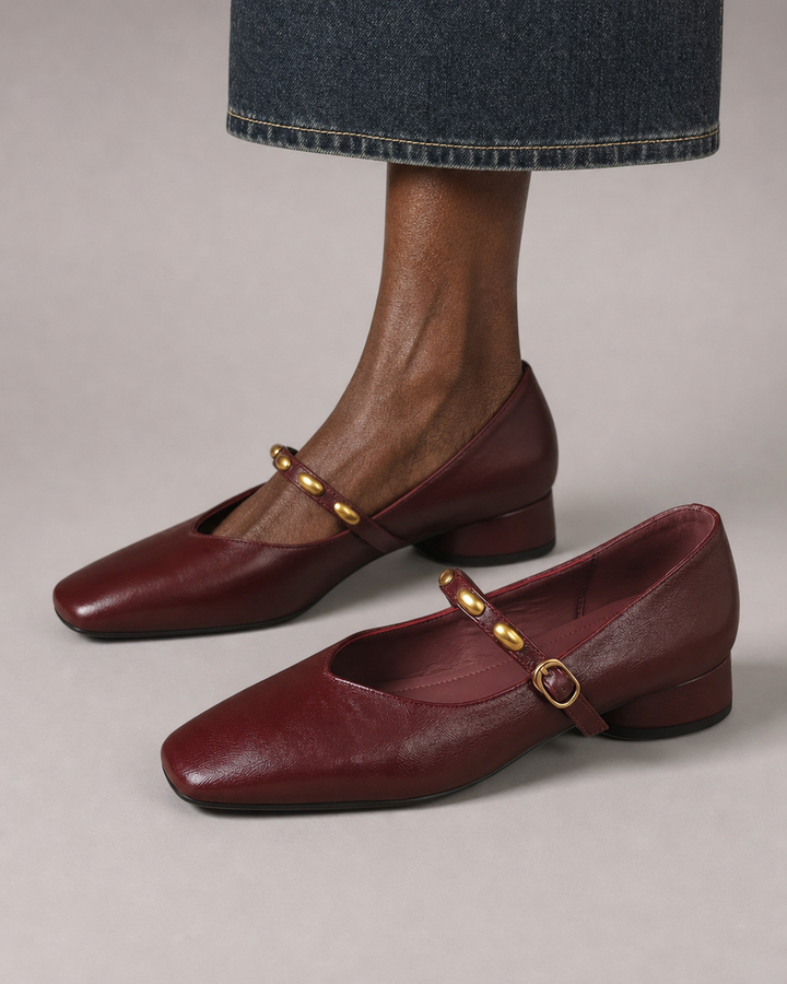 Luella | Genuine Leather Flats - Claret