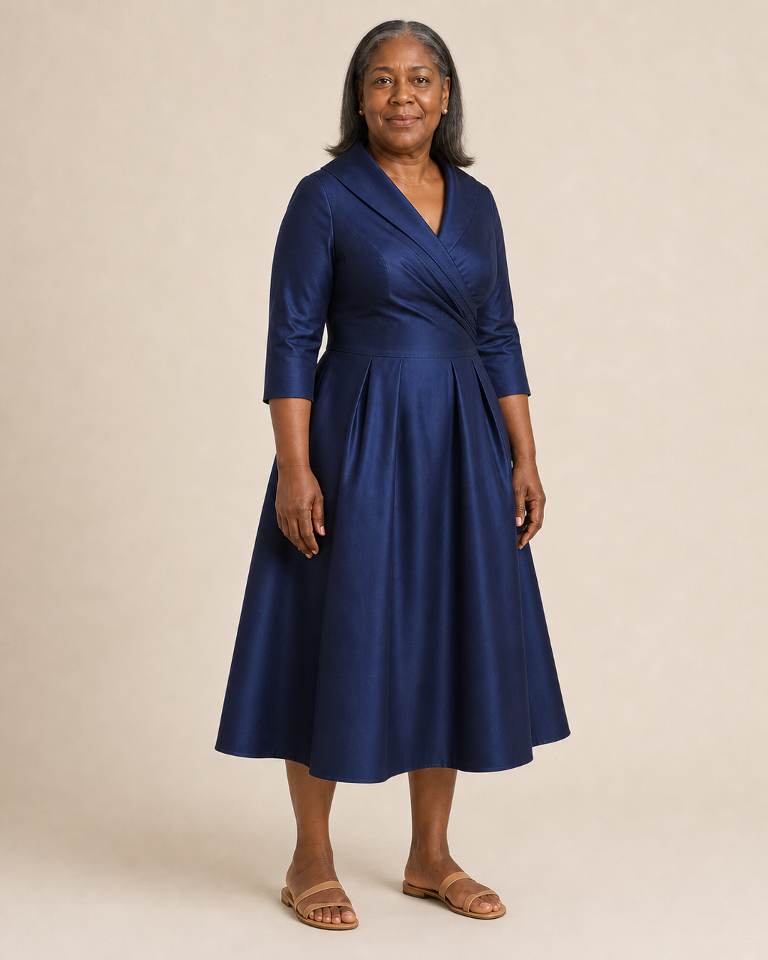 Hesperine | Satin Wrap Pleated Midi Dress